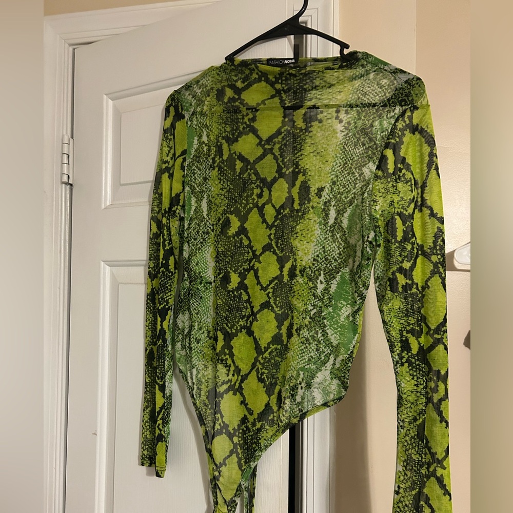 Women’s Green & Black Mesh Leotard